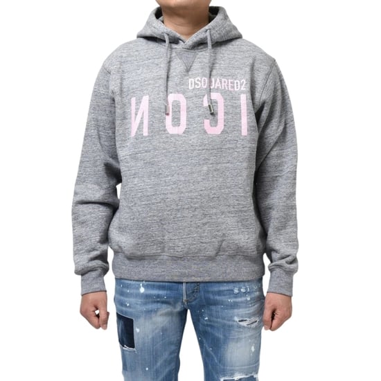 Sudadera Con Capucha Gris Con Logo Agrietado Y Icono Rosa De Dsquared2 - Image 3