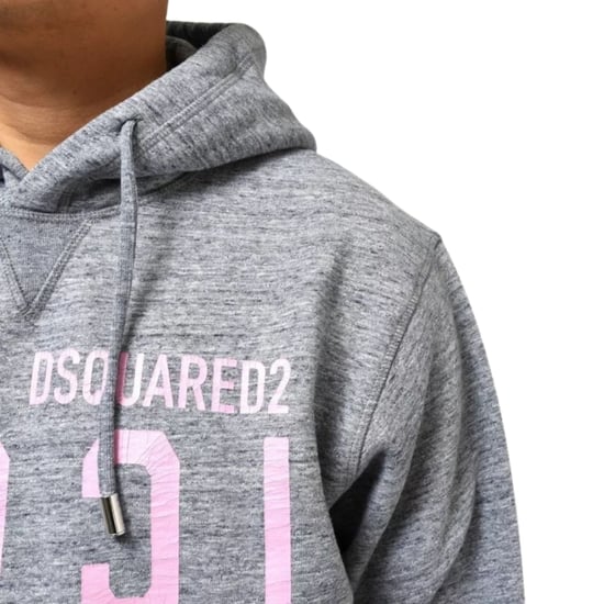 Sudadera Con Capucha Gris Con Logo Agrietado Y Icono Rosa De Dsquared2 - Image 5