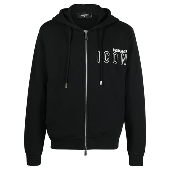 Sudadera Con Capucha Negra Con Cremallera Y Logo De Contorno De Icono De Dsquared2 - Image 1