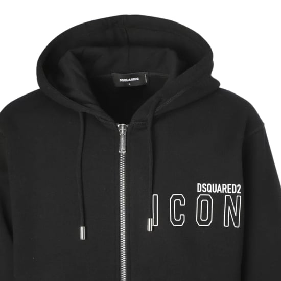 Sudadera Con Capucha Negra Con Cremallera Y Logo De Contorno De Icono De Dsquared2 - Image 3