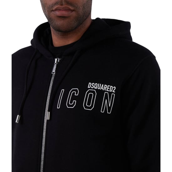 Sudadera Con Capucha Negra Con Cremallera Y Logo De Contorno De Icono De Dsquared2 - Image 6