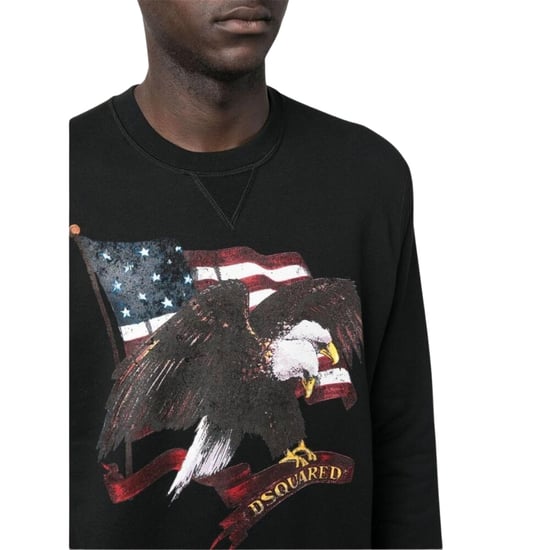 Jersey Negro De Cuello Redondo Con Estampado De Águila Americana De Dsquared2 - Image 4