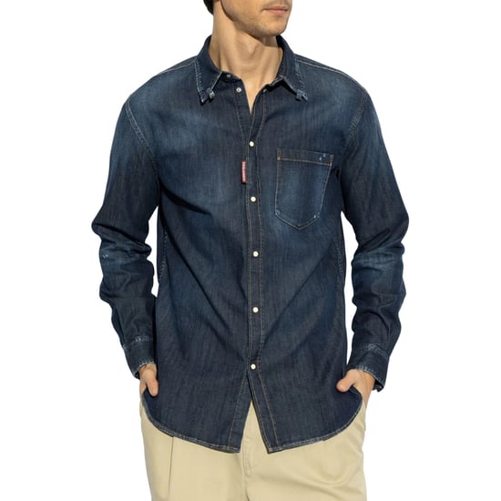 Camisa Con Etiqueta De Lavado Oscuro Dsquared2 Azul Oscuro - Image 2
