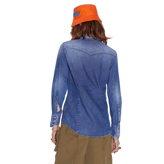 Camisa Vaquera Azul Estilo Western Con Estampado De Iconos De Dsquared2 - Image 4