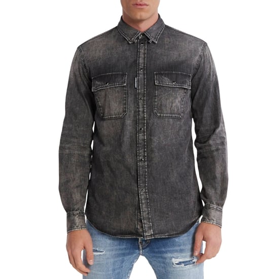 Camisa Vaquera Negra Descolorida De Corte Regular De Dsquared2 - Image 2