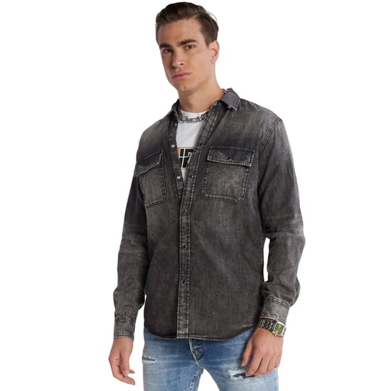Camisa Vaquera Negra Descolorida De Corte Regular De Dsquared2 - Image 3