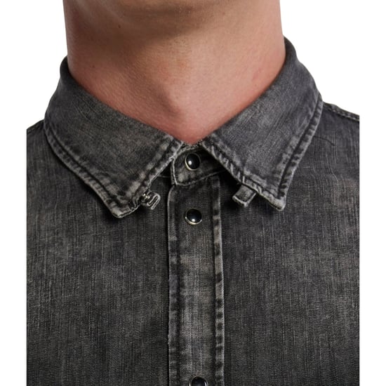 Camisa Vaquera Negra Descolorida De Corte Regular De Dsquared2 - Image 4