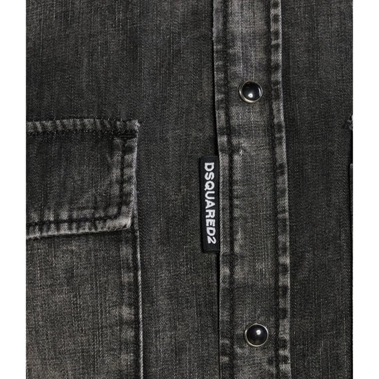 Camisa Vaquera Negra Descolorida De Corte Regular De Dsquared2 - Image 5