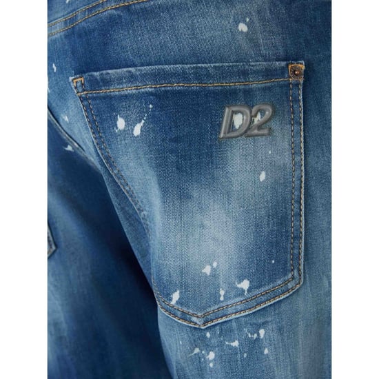 Jeans Dsquared2 Skater Con Efecto Desgastado Y Efecto Salpicado En Color Azul - Image 4
