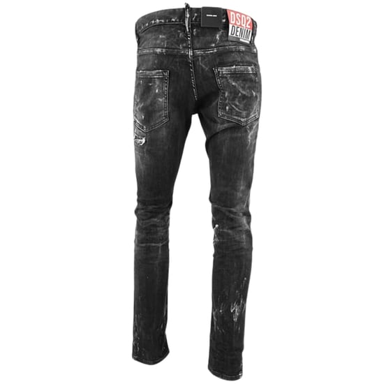 Jeans Negros Con Efecto De Pintura Desgastada Estilo Skater De Dsquared2 - Image 2