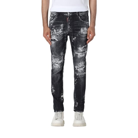 Jeans Negros Con Efecto De Pintura Desgastada Estilo Skater De Dsquared2 - Image 5