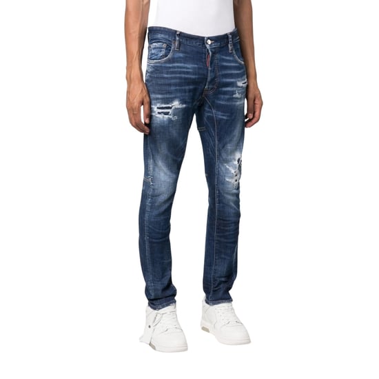 Dsquared2 Tikdy Biker Jean Jeans Azules Con Lavado Refuerzo Usado - Image 2