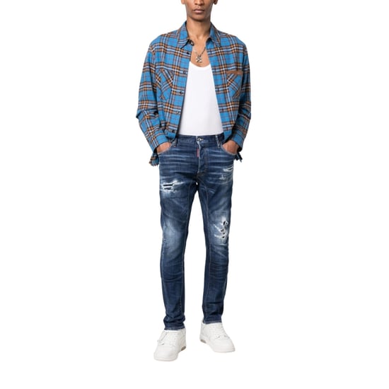 Dsquared2 Tikdy Biker Jean Jeans Azules Con Lavado Refuerzo Usado - Image 3