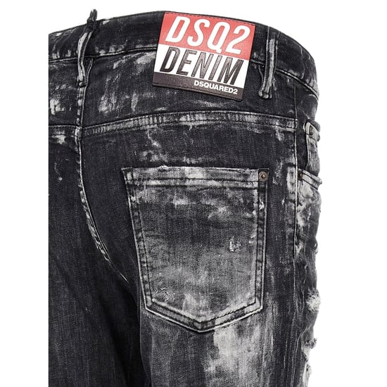 Jeans Negros Dsquared2 Super Twinky Jean Con Efecto De Pintura Desgastada - Image 4