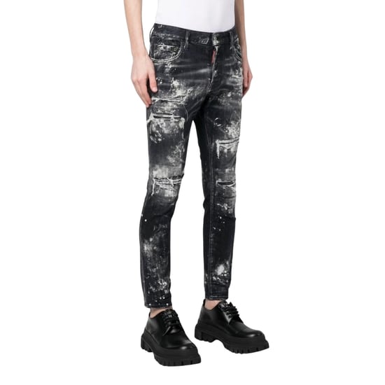 Jeans Negros Dsquared2 Super Twinky Jean Con Efecto De Pintura Desgastada - Image 5