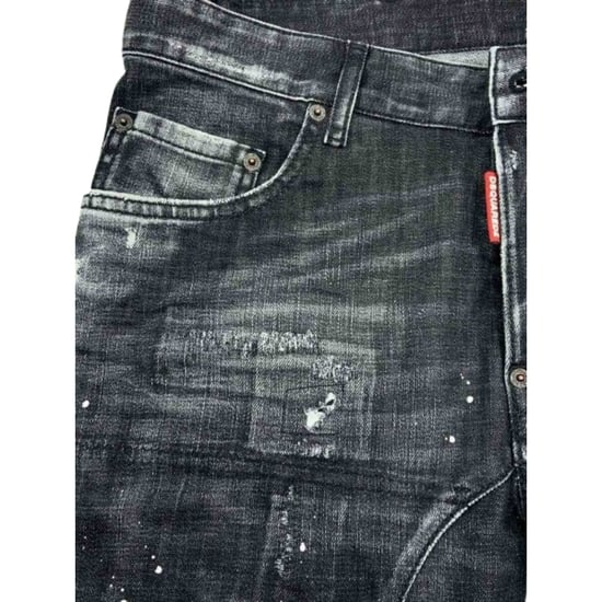 Dsquared2 Tidy Biker Jean Estilo Desgastado Negro - Image 5
