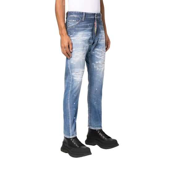 Dsquared2 Sexy Twist Jean Destroyed Refuerzado Con Salpicaduras De Pintura Azul - Image 2