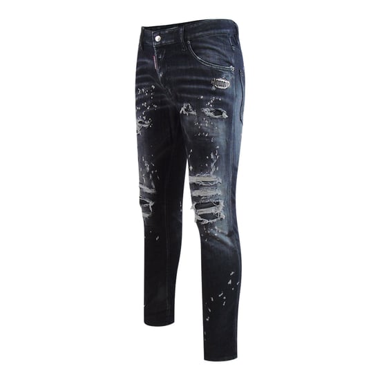 Jeans Dsquared2 Skater Reforzados Con Salpicaduras De Pintura Y Efecto Desgastado En Color Negro - Image 3