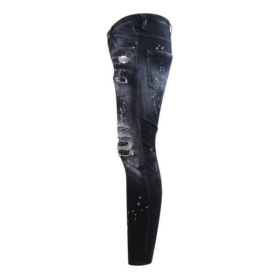 Jeans Dsquared2 Skater Reforzados Con Salpicaduras De Pintura Y Efecto Desgastado En Color Negro - Image 4