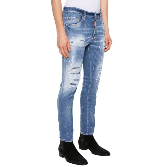 Jeans Azules Con Efecto De Pintura Desgastada Estilo Skater De Dsquared2 - Image 3