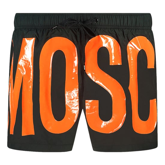 Bañador Negro Con Logo Naranja Grande De Moschino - Image 1