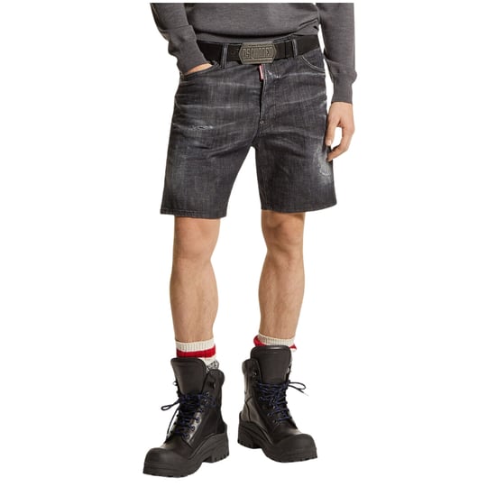 Dsquared2 Marine Bermudas Denim Pantalones Cortos Negros - Image 3