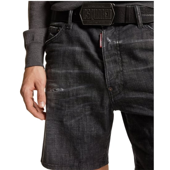 Dsquared2 Marine Bermudas Denim Pantalones Cortos Negros - Image 5