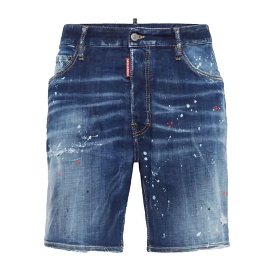 Shorts Vaqueros Azul Marino Con Diseño De Salpicaduras De Pintura De Dsquared2 - Image 1