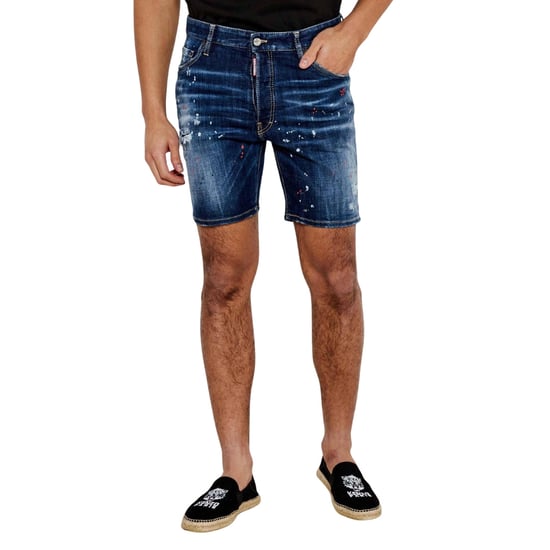 Shorts Vaqueros Azul Marino Con Diseño De Salpicaduras De Pintura De Dsquared2 - Image 3