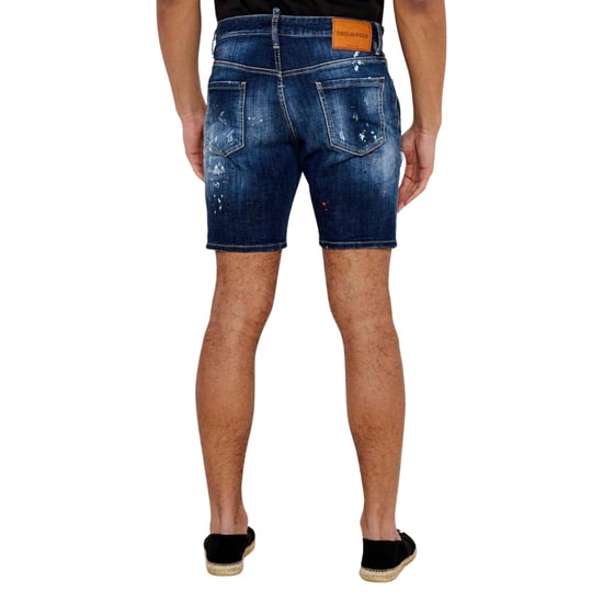 Shorts Vaqueros Azul Marino Con Diseño De Salpicaduras De Pintura De Dsquared2 - Image 4