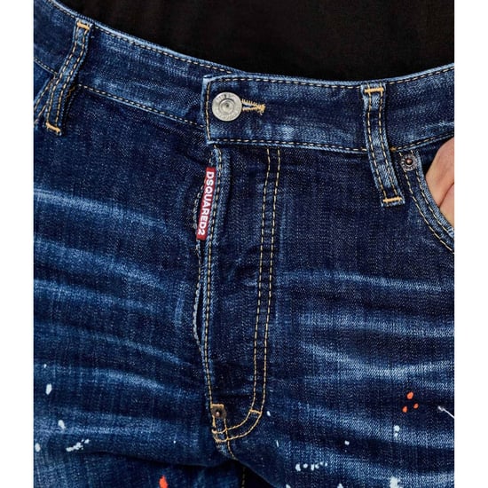 Shorts Vaqueros Azul Marino Con Diseño De Salpicaduras De Pintura De Dsquared2 - Image 5