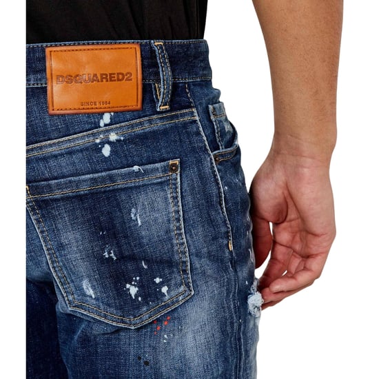 Shorts Vaqueros Azul Marino Con Diseño De Salpicaduras De Pintura De Dsquared2 - Image 6