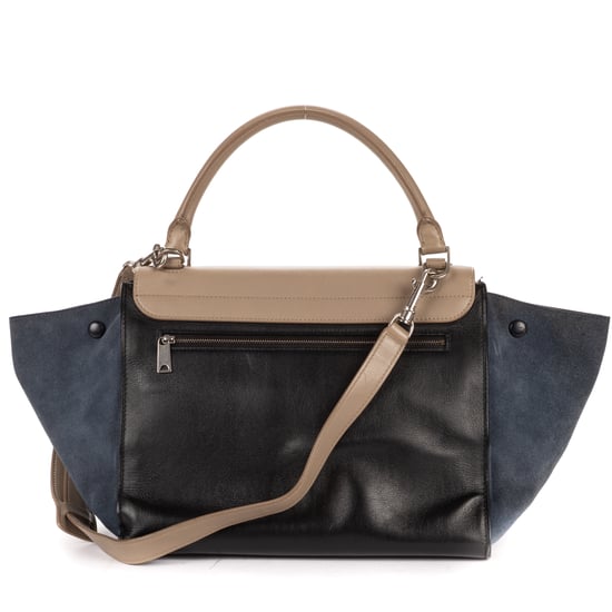 Celine Tricolor Trapeze Medium en negro Cuero de ternero - Image 5