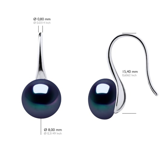 Earrings Real Cultured Freshwater Pearls Button 8-9 mm - Image 2