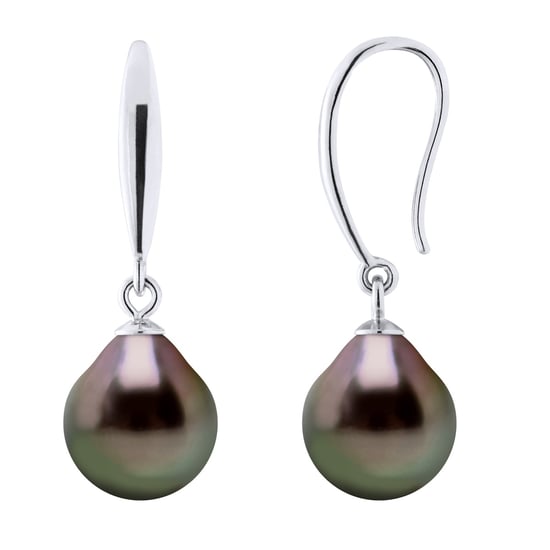 Earrings of Silver 925 and Real Cultured Tahiti Pearls Pear 9-10 mm - Image 1