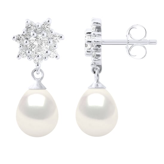 Earrings Real Cultured Freshwater Pearls Pear 7-8 mm - Image 1