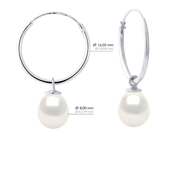 Earrings of Silver 925 Rhodium plated and Real Freshwater Pearls Pear 8-9 mm - Image 2