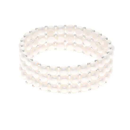 Bracelet 3 Rows of Real Freshwater Pearls - 4 mm - Image 1