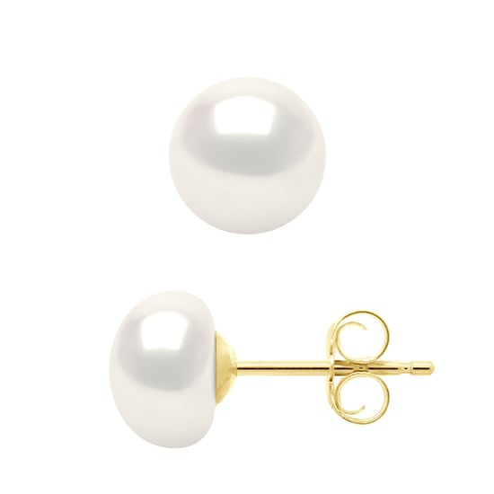 Earrings Real Cultured Freshwater Pearls Button 6-7 mm - Image 1