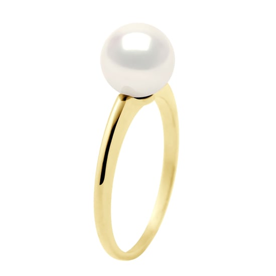 Ring - White Gold - Real Cultured Freshwater Pearl Round 7-8 mm - Image 1