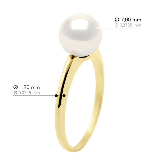 Ring - White Gold - Real Cultured Freshwater Pearl Round 7-8 mm - Image 2