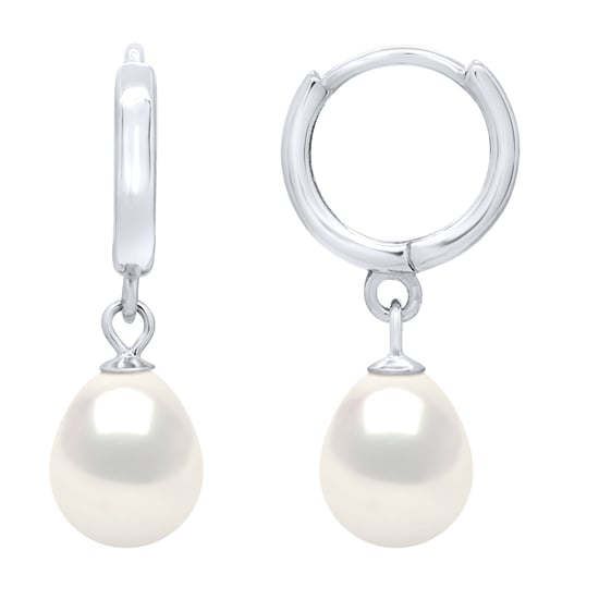 Hanging Earrings Real Cultured Freshwater Pearls Pear 8-9 mm - Image 1