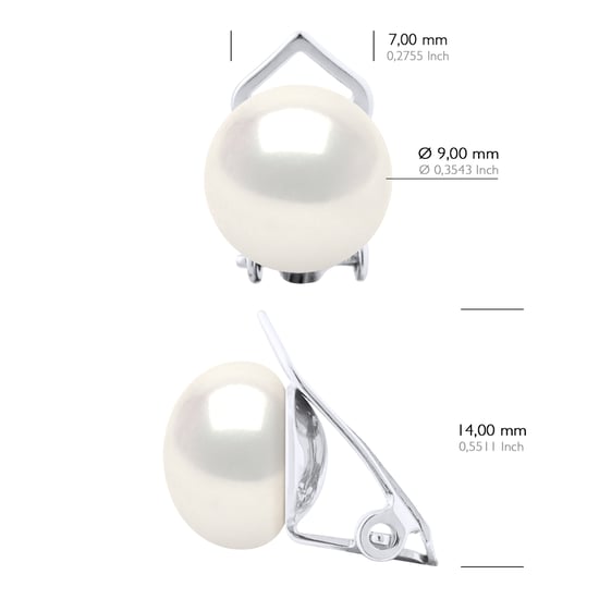 Earrings Real Cultured Freshwater Pearls Button 9-10 mm - Image 2