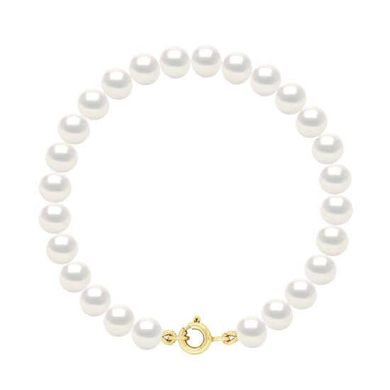 Bracelet Gold - Row of Real Freshwater Pearls Semi Round 6-7 mm - Image 1