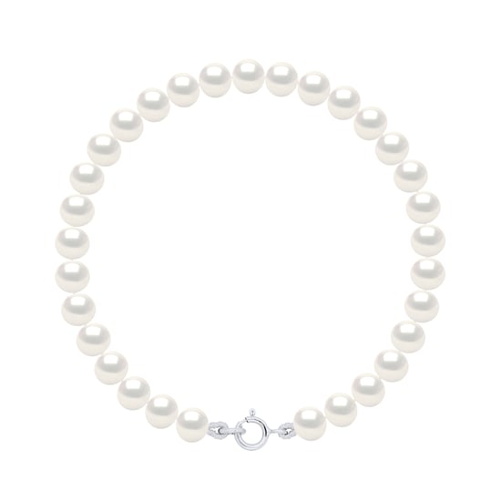 Bracelet of Real Cultured Freshwater Pearls Semi Round 5-6 mm - Image 1