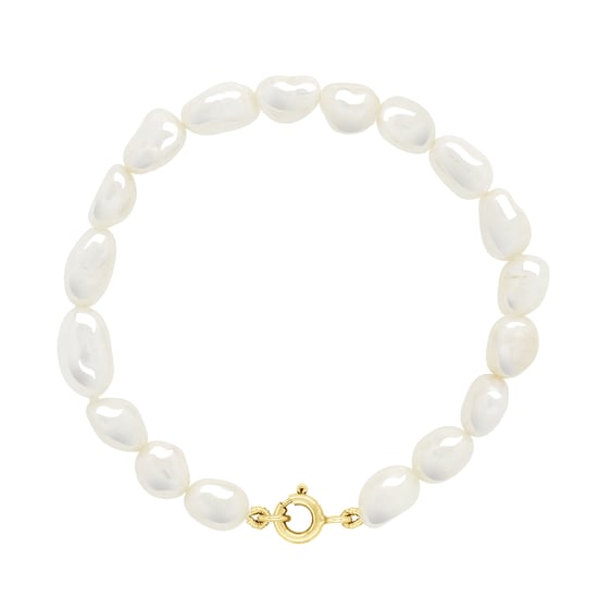 Bracelet Gold - Row of Real Freshwater Pearls Baroque 6-7 mm - Image 1