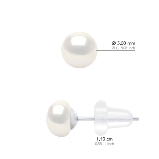 Earrings Real Cultured Freshwater Pearls Button 5-6 mm - Image 2
