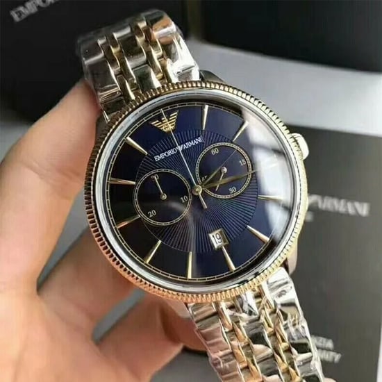 Emporio Armani AR1847 Men's Watch Chronograph Two Tone Blue - Image 3