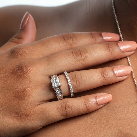 Conjunto de Anillo y Alianzas de Boda para Mujer en Plata de Ley 925 con Circón Cortado Princesa BIAN023 - Image 3