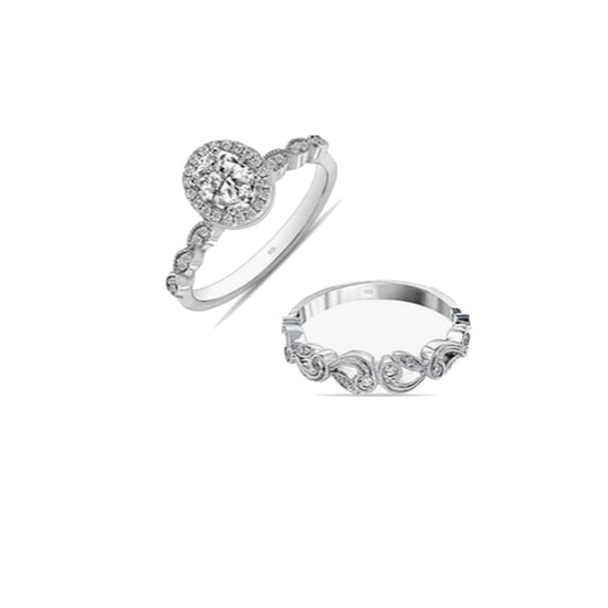 Conjunto de Anillos Doble Brillante para Mujeres en Plata de Ley 925 BIAN024 - Image 1
